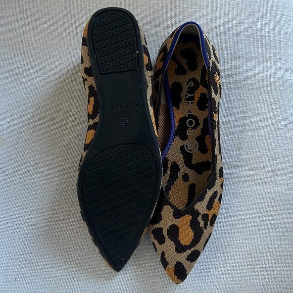 Rothy's The Point Big Cat Flats in Animal Cheetah Leopard Print Knit Women's - Picture 4 of 7